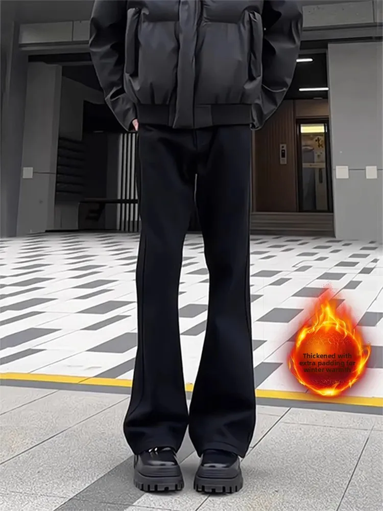 

Мужские джинсы Cleanfit с флисовой подкладкой, прямого кроя, черные, в стиле High Street, зимние, модные, молодежные, износостойкие, утепленные