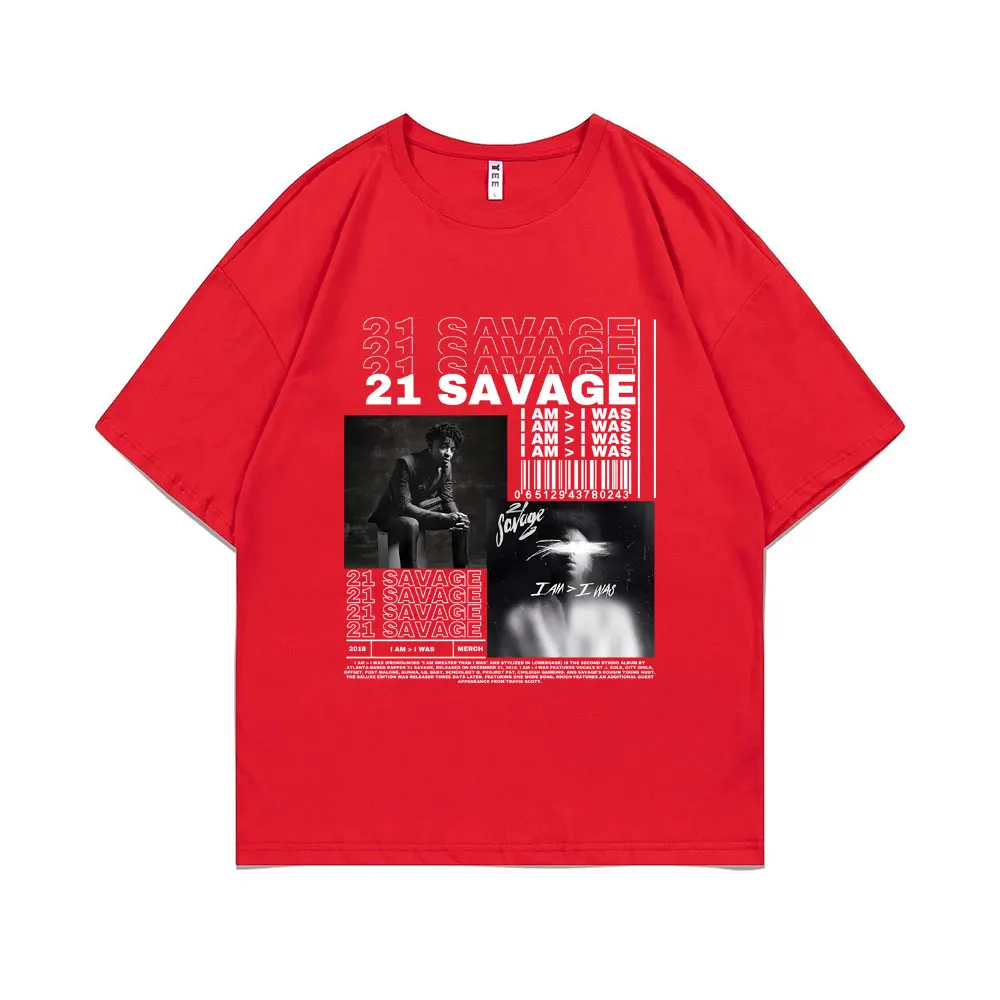 Rapper 21 Savage I Am I Was Music Album Graphic T-shirt Men Hip
