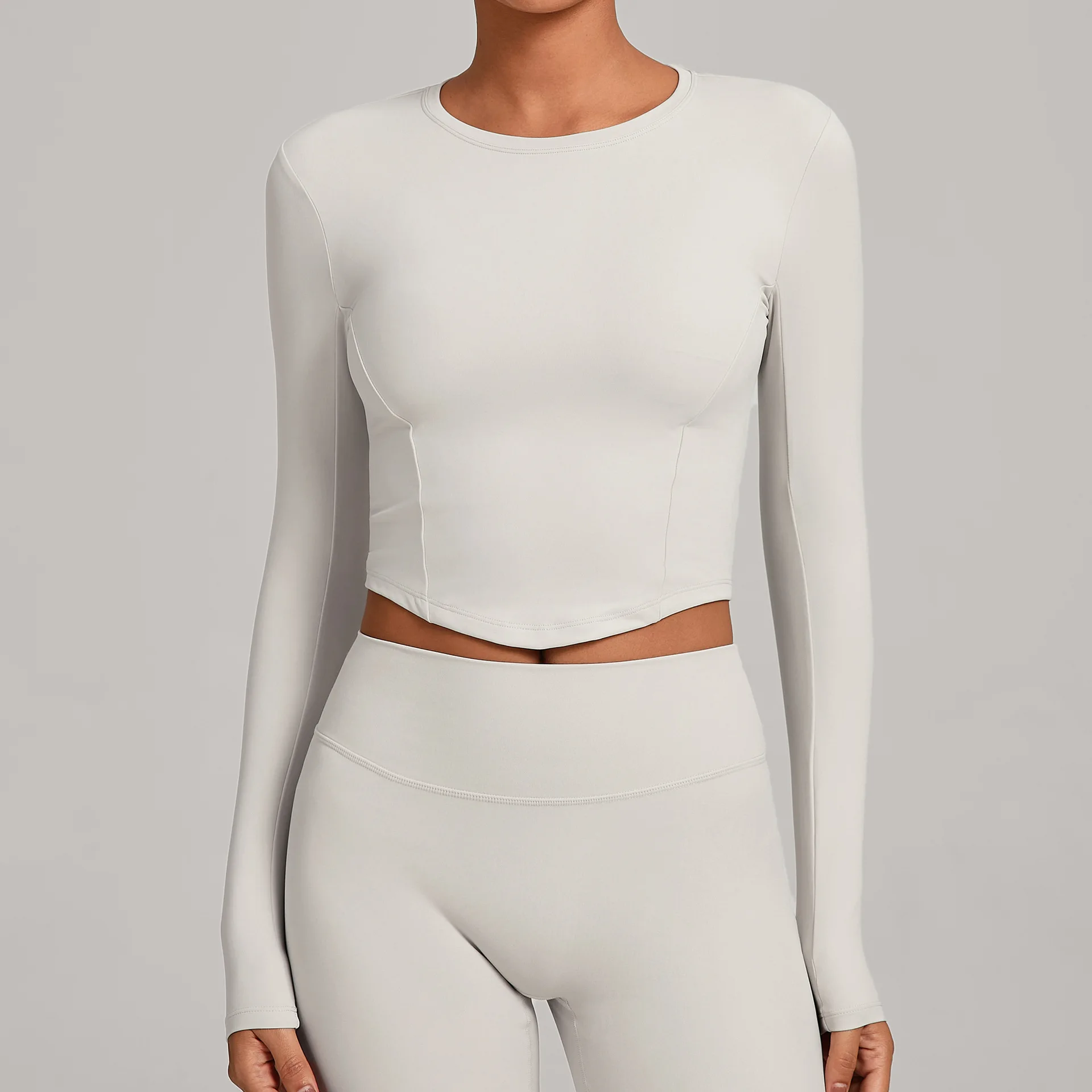 VEQKING كامل الأكمام النساء اليوغا قمصان الشتاء الدافئة الرياضة المحاصيل القمم مطاطا سليم صالح رياضة سترة بيلاتيس سريعة الجافة لينة ملابس نشطة #6