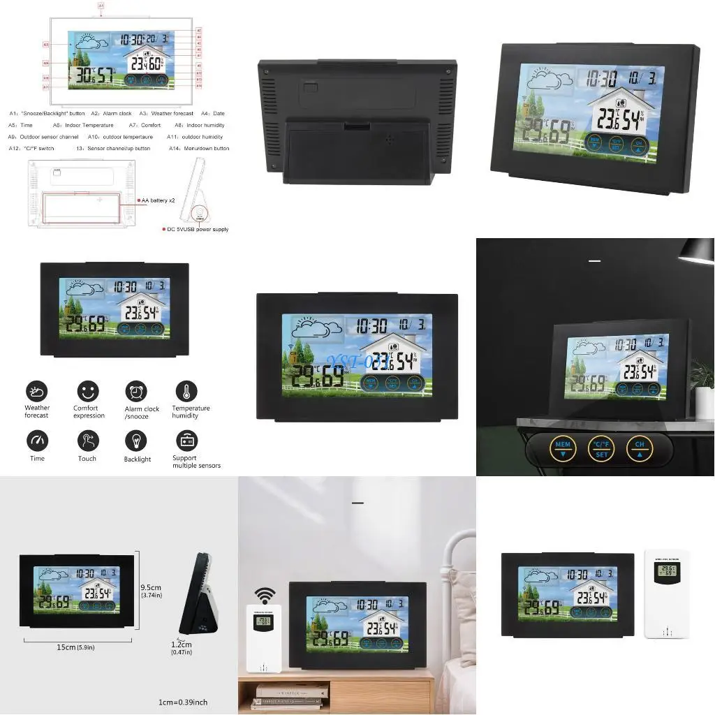 

E15A Programmable Digital Alarm Clock Calendar With Humidity Temperature Monitor And 4 Adjustable Brightness Alarm Function