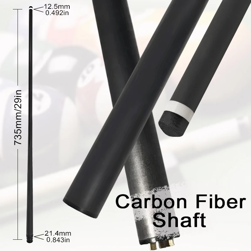 Professional Carbon Fiber Technology Cue Stick Shaft 3/8X8 Uniloc 12.5mm/13mm  Low Deflection Pro Taper 29'' no logo