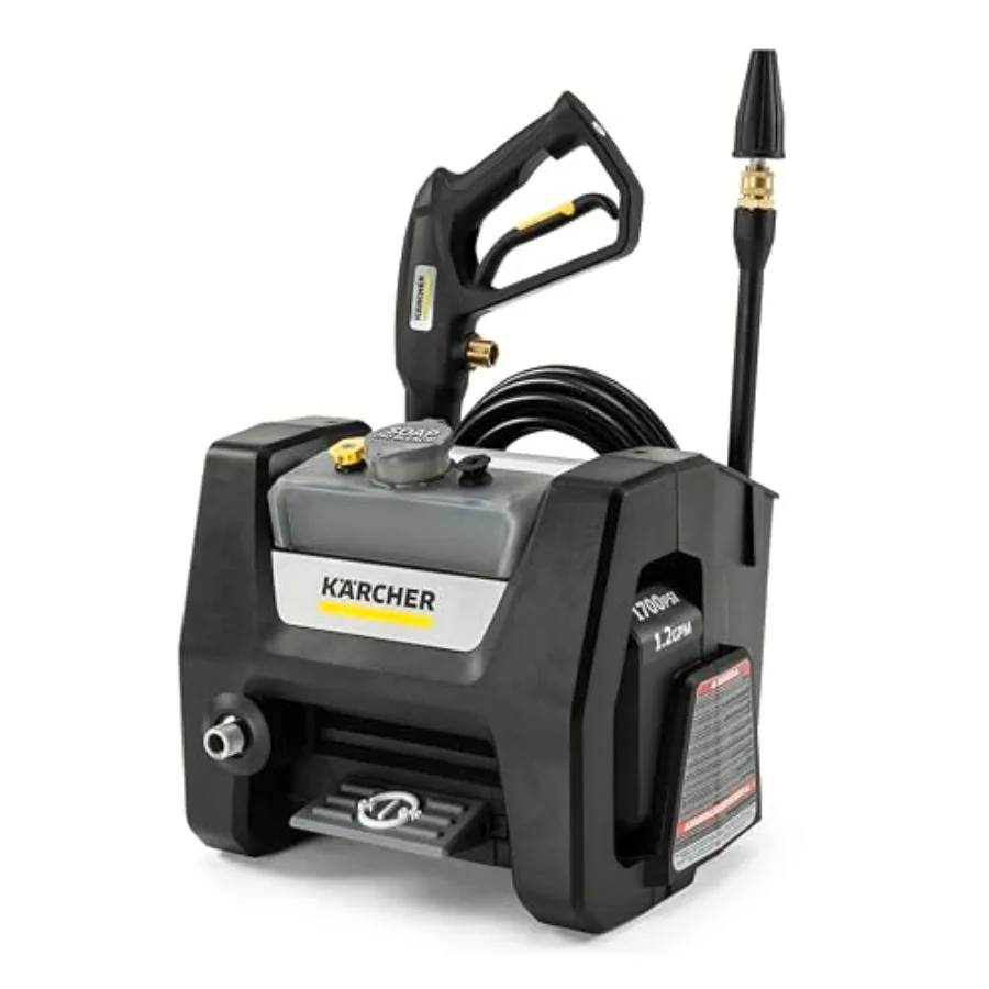 

Мойка высокого давления K1700PSB Cube, 3 насадки, бак для моющего средства, для автомобилей, подъездных путей, сайдинга, патио, 1700 PSI, макс. 1.46 л/мин. GPM, Бла