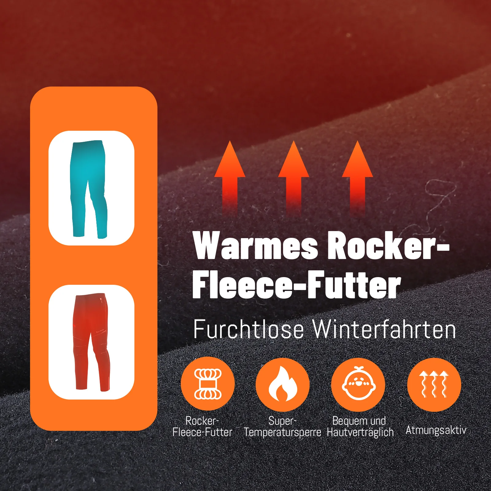 WEST BIKING Winter-Fleece-Radhose, winddicht, wasserdicht, Herren-Thermo-Fahrradhose, MTB-Outdoor-Sporthose, Schwarz, S-4XL – Detail 3