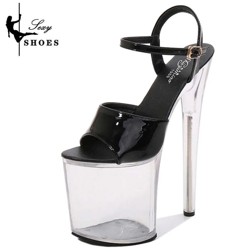 Sandales Stiletto Super Hautes et Sexy pour Femme, 20cm/Pouces, Ouvert, pour Boîte de Nuit, Châssis, Plateforme, Modèle