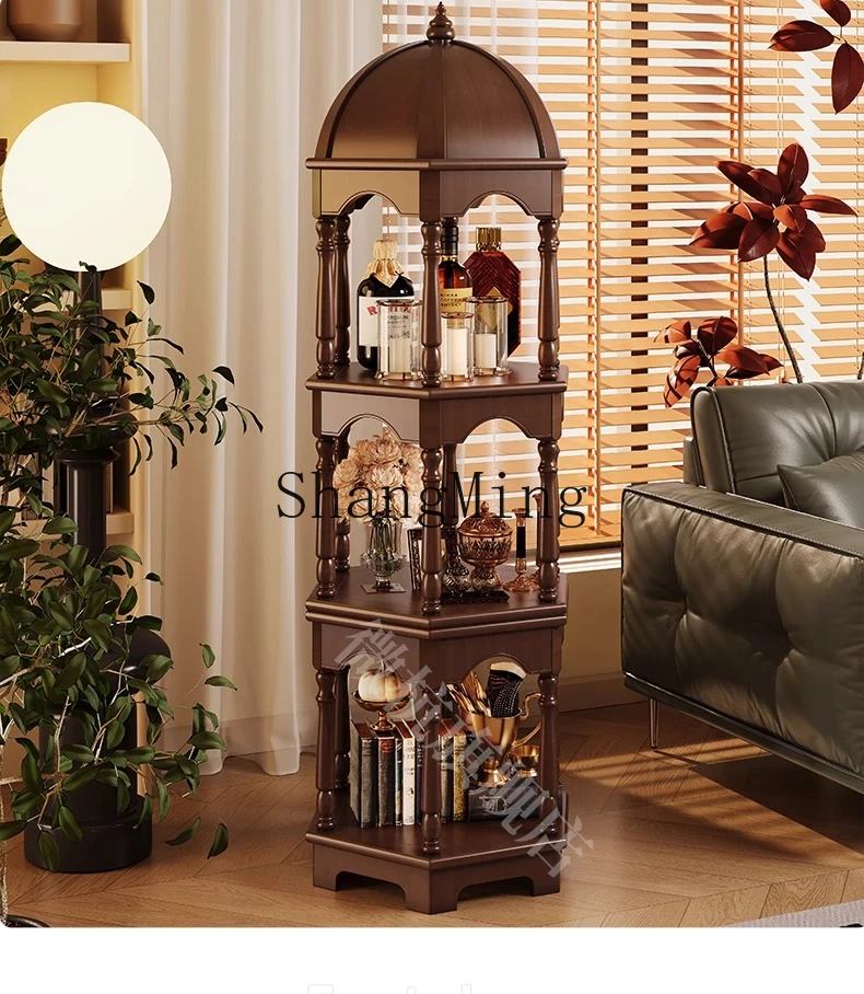 خزانة تخزين من الخشب الصلب CL، خزانة زخرفية جانبية للأريكة في العصور الوسطى