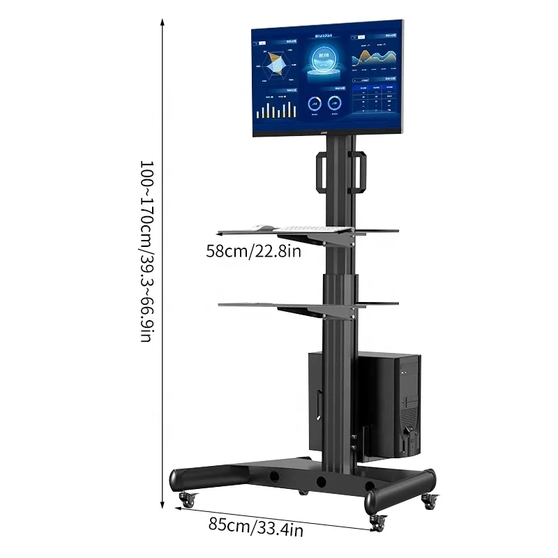 Wholesale ABS Plastic+Aluminum Alloy 2 Tray Trolley Cart Medical Mobile Workstation for Hospital Office