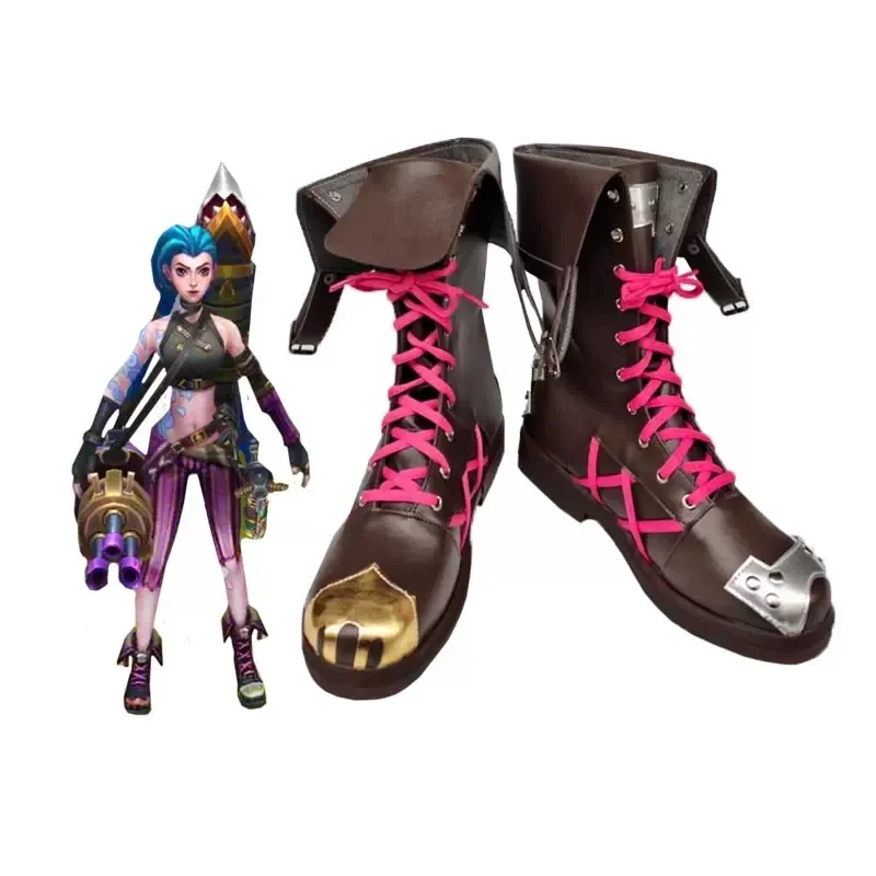 

Presale customs cosplay lol game cos jinx shoes flat mid low heel shoes and short boots for men and women