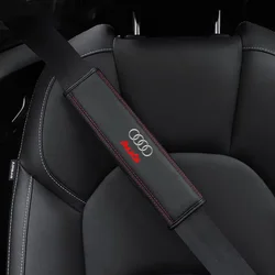 2pcs Soft Leather Car Seat Belt Protection Shoulder Pad Cover For Audi RS5 RS6 Airoad A3 Q5 Q7 Q3 A4 A6 A5 A1 A8 Q8 Q2 A7 Quat
