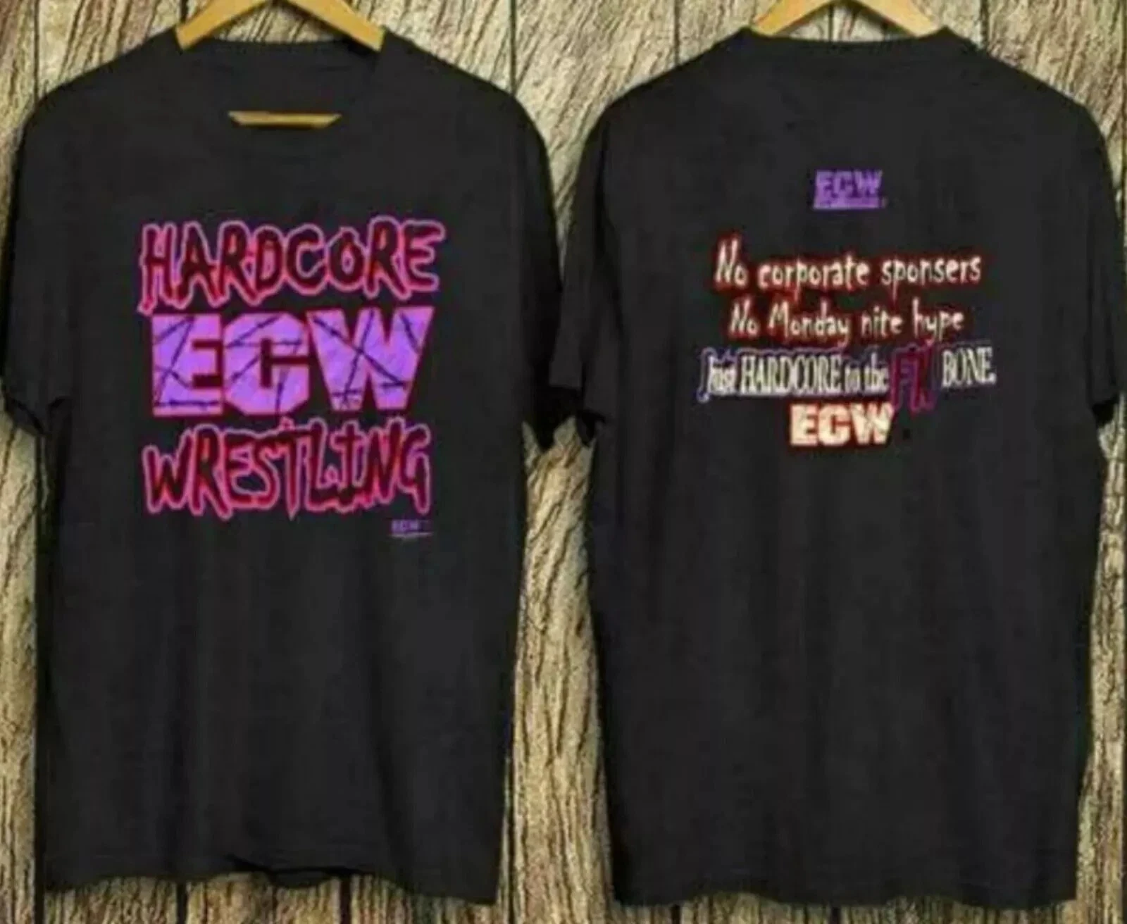 Ecw Hardcore Wrestling T-shirt 1990s Retro Cotton Printed T-shirt Summer New Men's and Women's Short-sleeved Top
