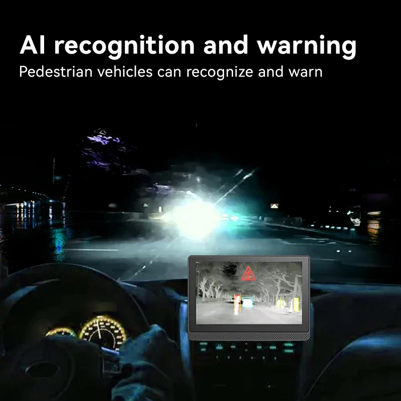 HDANIEE 7 pulgadas 500M detección sistema de visión nocturna 256*192 IR imagen térmica vehículo AI advertencia grabadora de vídeo Digital