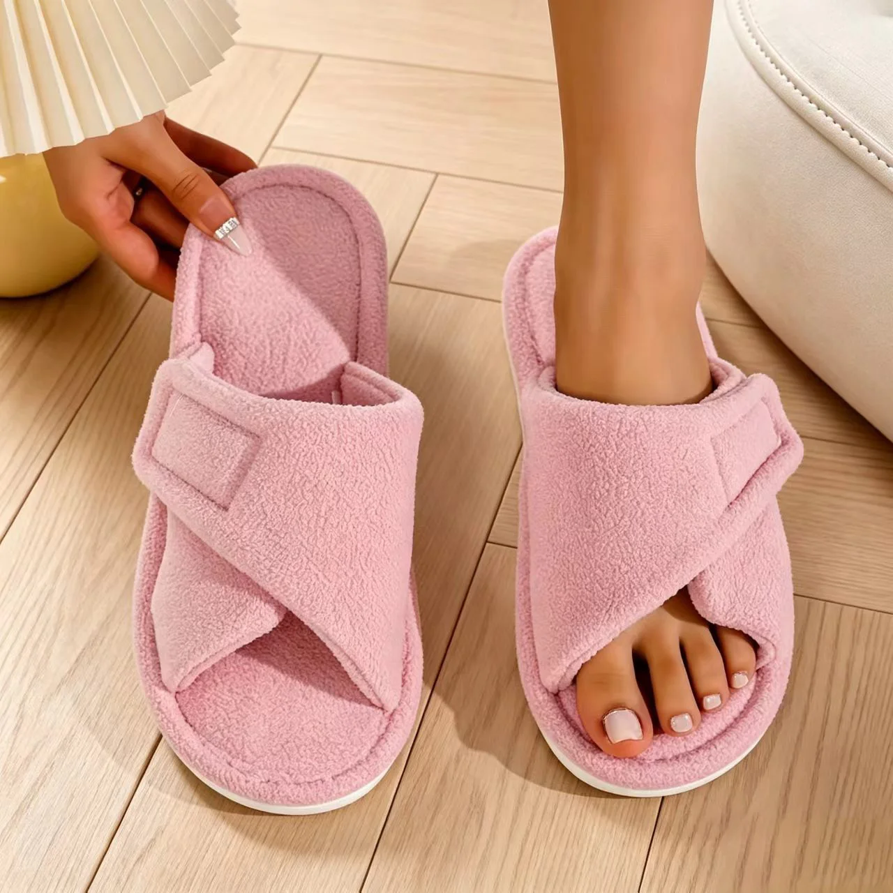

Women's Autumn and Winter Cotton Slippers, Indoor Home Thickened Plush Warm Eva Soft-Soled Non-Slip Silent Slippers