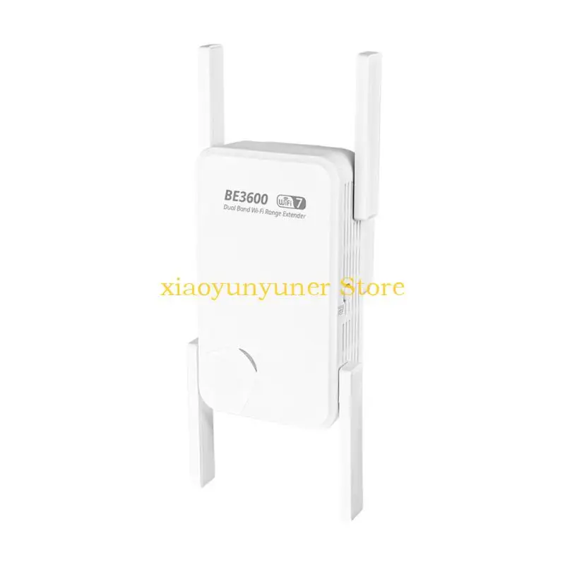 P9JB Broad Household Coverage WiFi 7 Extender with 2.4GHz 5GHz Design, Four Antennas and Direct Outlet-Mount Installation for