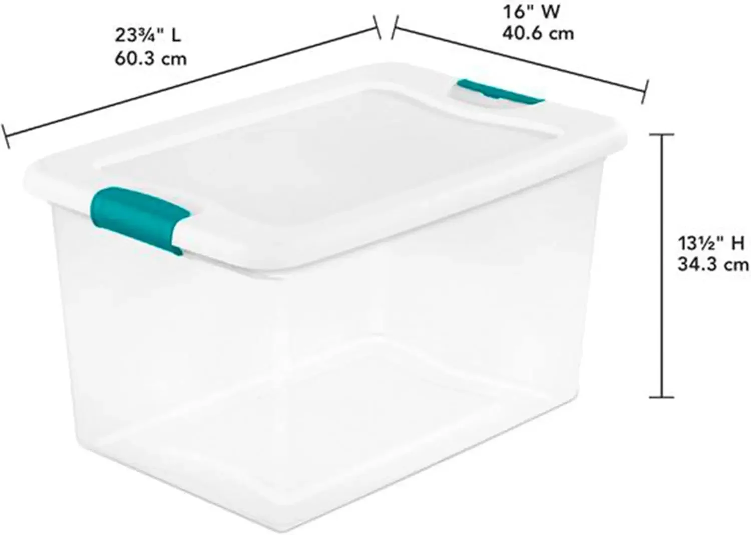 Sterilite 64 Qt Latching Storage Box, Stackable Bin with Latch Lid, Plastic Container to Organize Clothes in Closet, Clear with