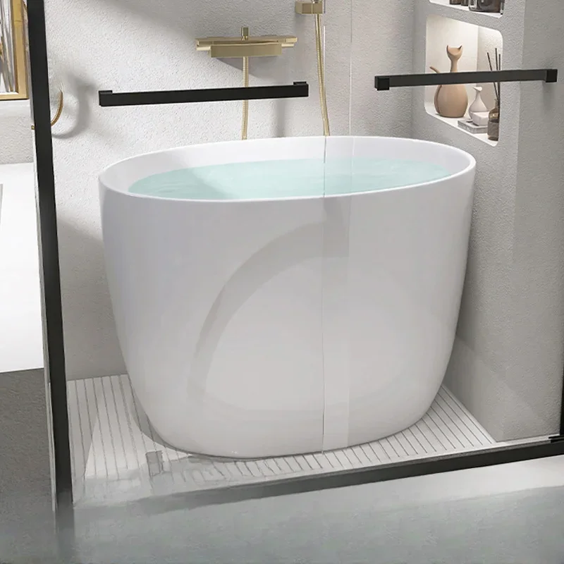 Acrylic bathtub, small apartment seamless Japanese deep soaking bathtub, home freestanding