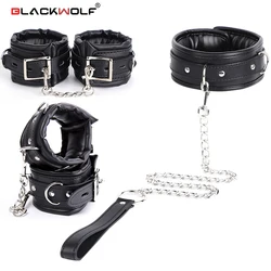 BLACKWOLF Premium BDSM restraint set Luxury restraint BDSM set Luxury handcuffs Collar Leash Ankle and Handcuffs Submissive Wris