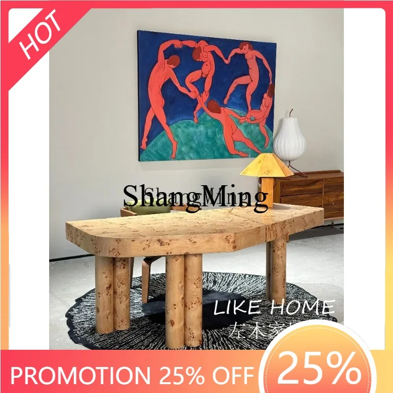 CL wabi-sabi wind special-shaped desk retro solid wood computer office model room table