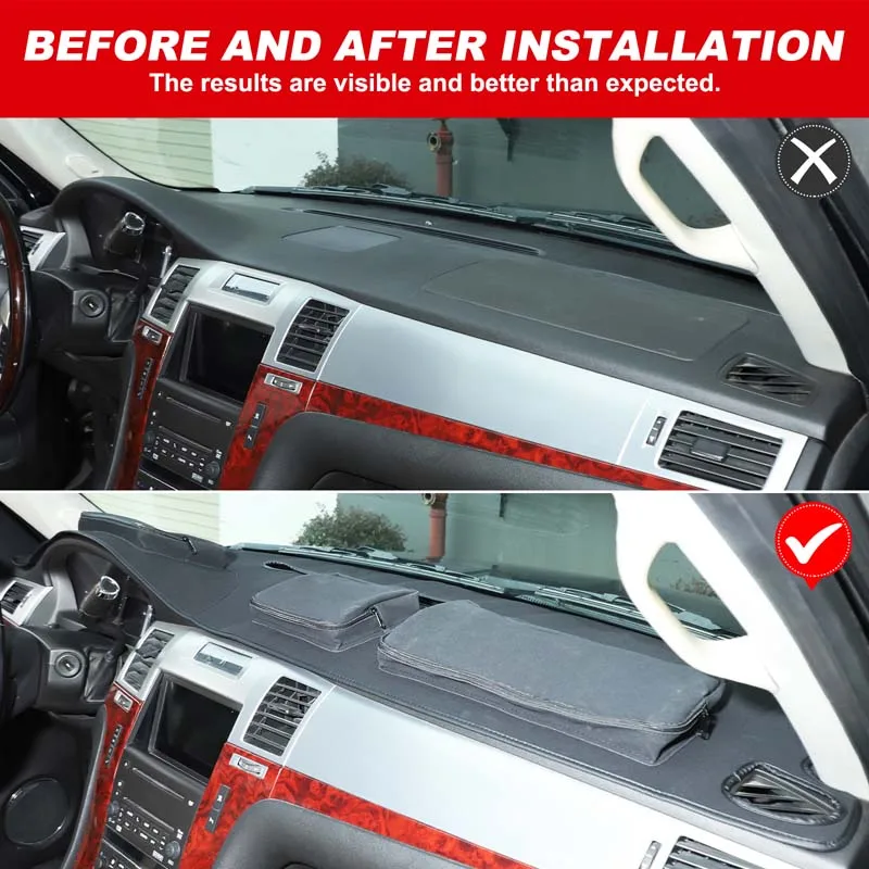 لكاديلاك إسكاليد 2007-2014 جلد الغنم لوحة سيارة المنظم حصيرة تخزين الوسادة تستيفها المنظم اكسسوارات