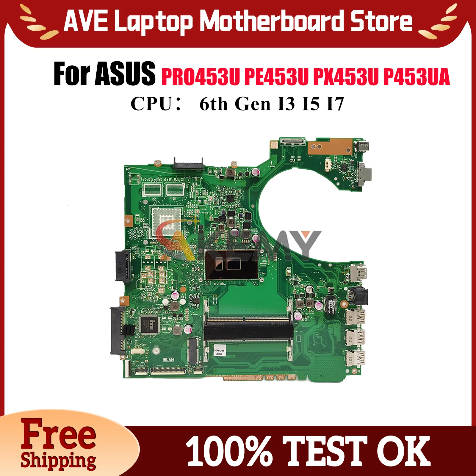 

P453UA Материнская плата для ноутбука ASUS ProArt PRO453U PX453U P453U P453UJ P453UA PE453U Материнская плата с процессором I3 I5 I7 тест ОК быстрая доставка