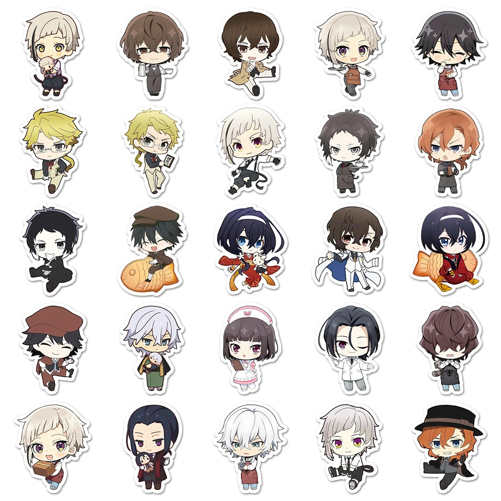 10/30/50 個かわいいアニメ文豪ストレイドッグスステッカー Q バージョン落書きデカール DIY スクラップブックギター電話車かわいい漫画ステッカー
