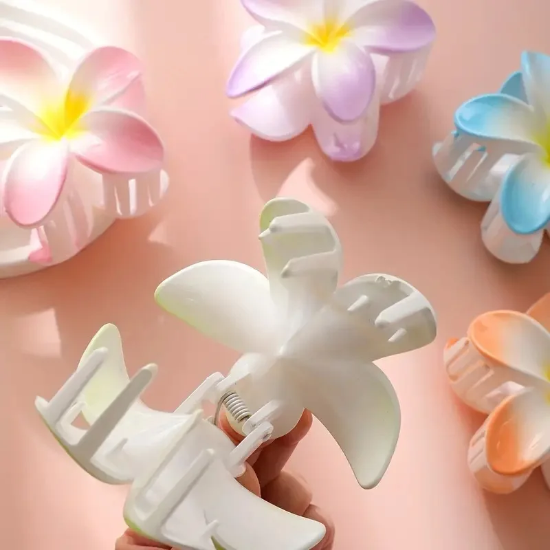 Zoete paardenstaart bloemen haarclip bad krab bloem haarklauw hoofddeksels gradiënt kleurrijke vakantie Hawaiiaanse haarspelden haaraccessoires