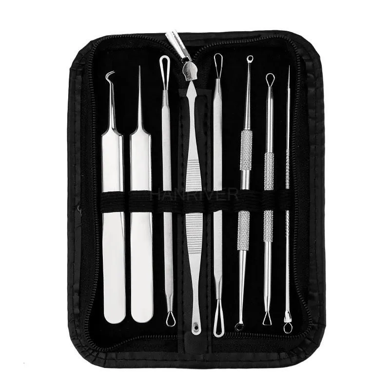 8pcs/set Stainless steel double-headed acne needle set Acne black-headed three-edged needle Elbow acne tweezers