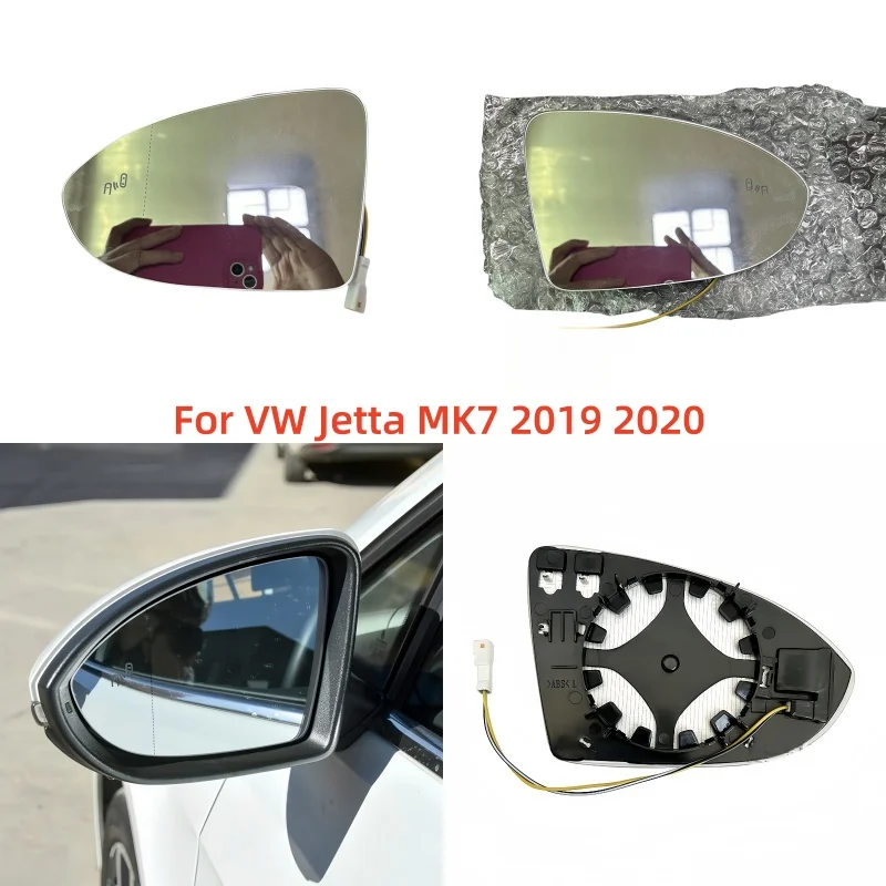 For VW Jetta MK7 2019 2020 Auto Heated Blind Spot Warning Wing Rear Mirror Glass USA Version