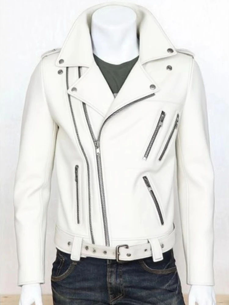 

2025 New Men's PU Leather Jacket Korean Style Slim Fit Western Shirt Jacket with Inner Fleece​