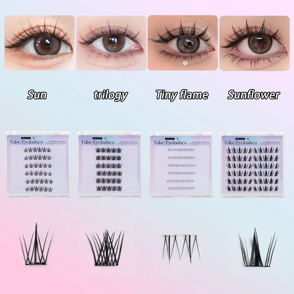 

Fluffy Glue Free Cluster Eyelashes Individual DIY Self-adhesive False Eyelashes Dense Makeup Segmented Eyelashes Bundles