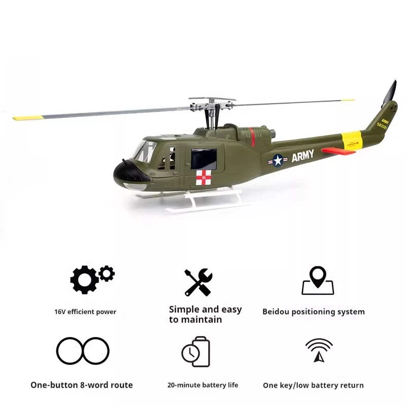 Uh-1 V4 prawdziwy model samolotu sześciokanałowy helikopter zdalnie sterowany pozycjonowanie GPS pojedyncze śmigło symulacja zdalnie sterowany samolot