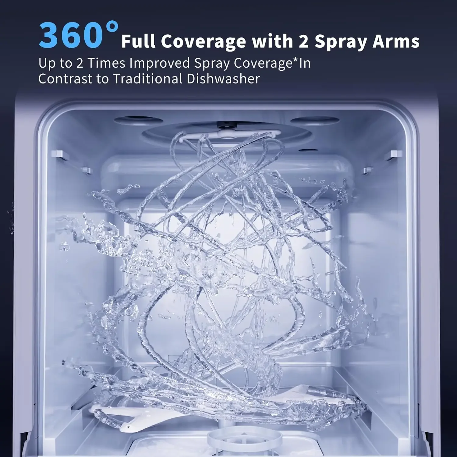 غسالة أطباق محمولة على سطح الطاولة مع خزان مياه سعة 5 لتر، غسالة أطباق صغيرة بتصميم ضيق للغاية مقاس 14.6 بوصة، 9 برامج، تشغيل تأخير 24 ساعة و