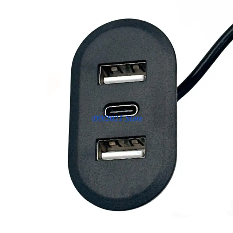 F3KE Embedded Power Outlet 2 USB 1 Type C Port Recessed Desk Socket Fast Data Transfer Charging Adapter for Mobile Phone
