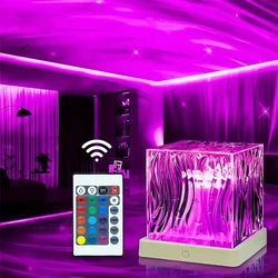 Crystal Table Lamp RGB Northern Lights Projector with Dimming Function USB Decorative Mood Light Night Light for Bedroom Decor