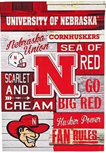 Nebraska Cornhuskers 28 x 44 Inch Vertical Fan Rules House Flag uua