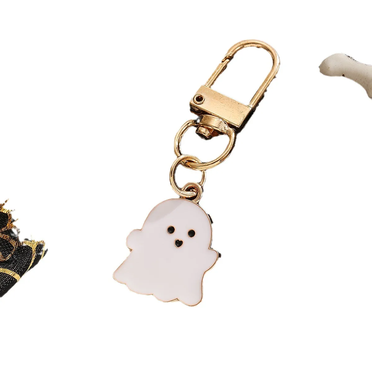 ghost key chain black and white blue pink cute cartoon Charming design alloy pendant for bags backpacks Halloween pendant gifts