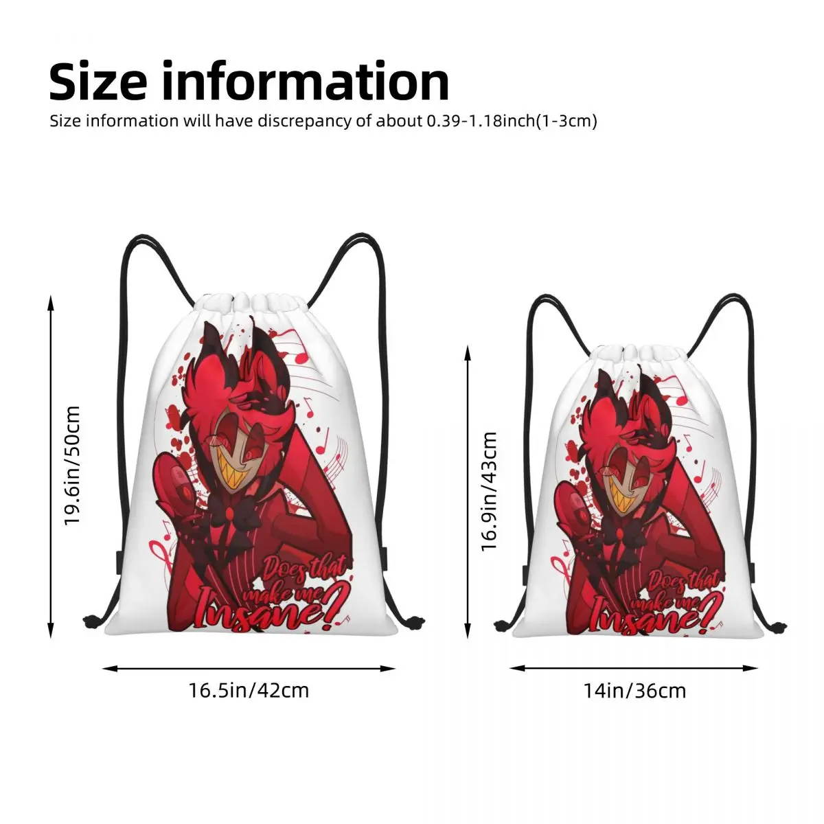 Hazbins Hotels Drawstring Backpack Sports Gym Sackpack Water Resistant Hazbin Hotels String Bag for Yoga