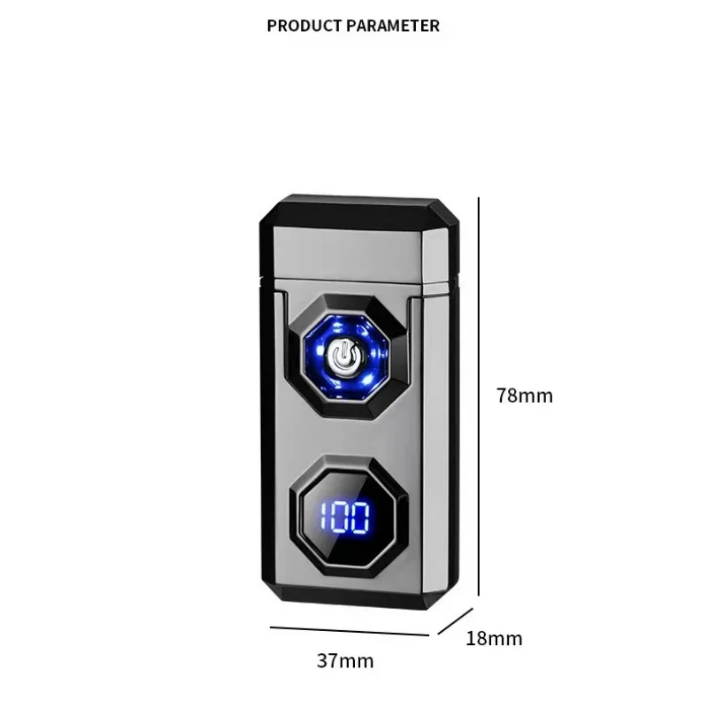 Big Flame Electric Arc, Metal Lighter Windproof ,LED Lighting Power Display,Ignition Display,Fast Charge,Ignition Gadgets