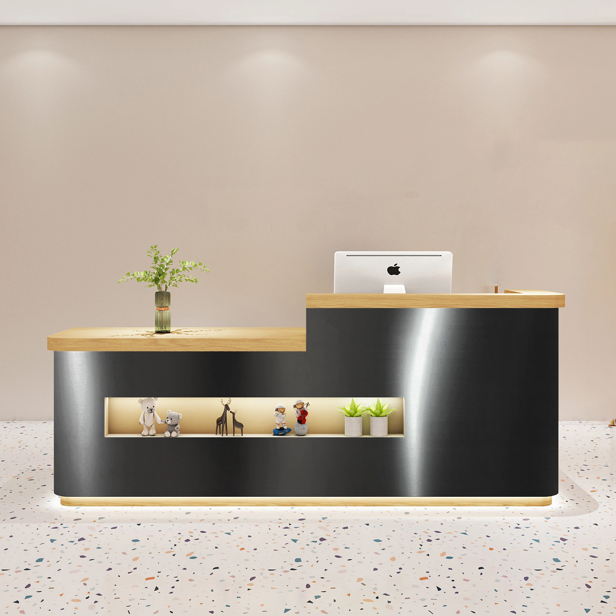 

Personalized Light Emitting Diode Spa Reception Beauty Salon Front Desk Simple Design Hair Salon Reception