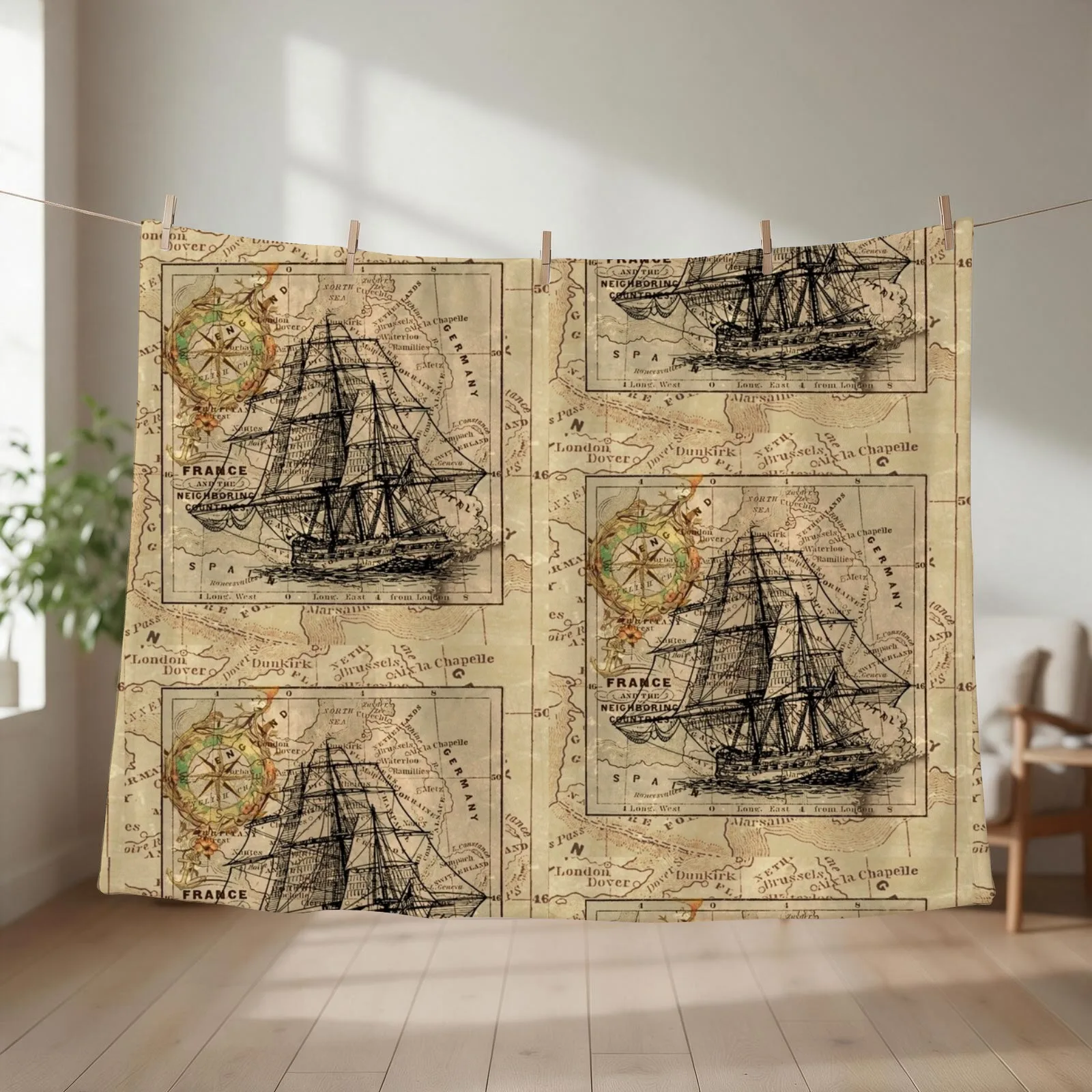 Vintage sailing Throw Blanket Luxury St christmas gifts Flannels Sofa Quilt Blankets