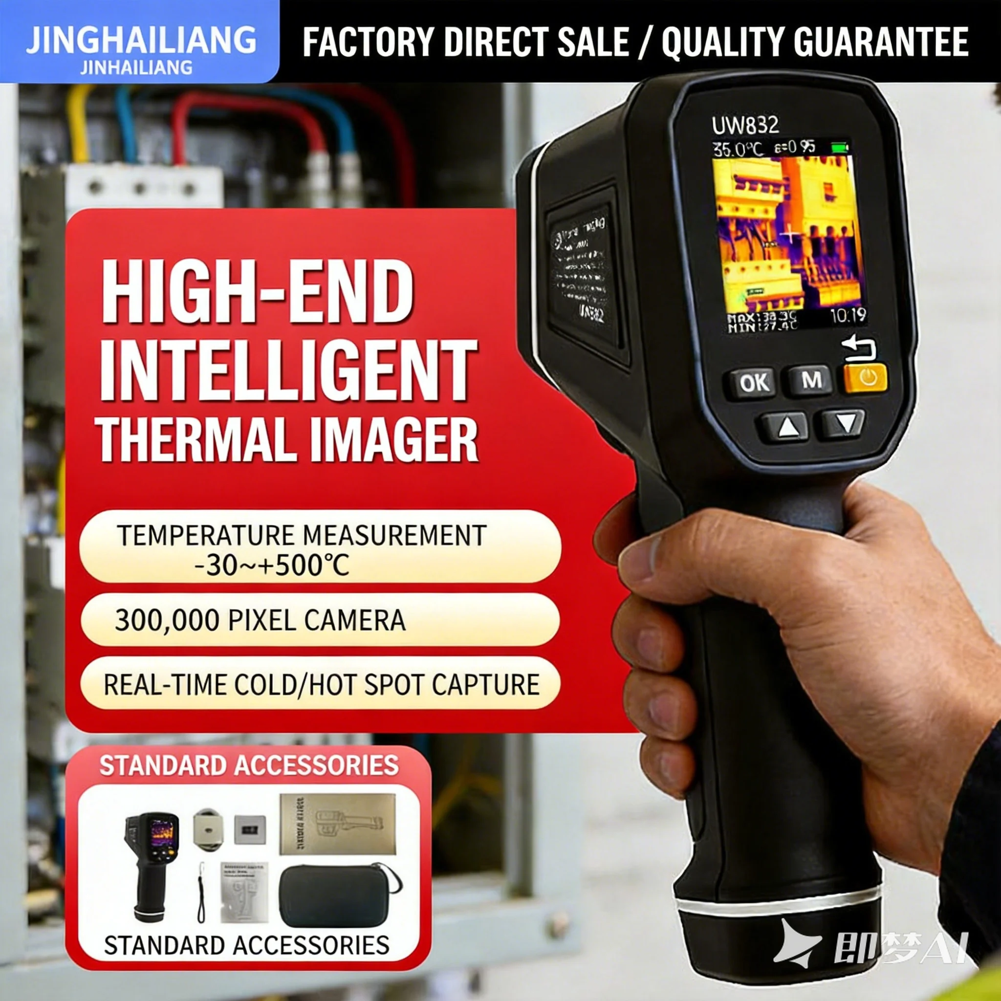 Thermal Imaging Camera 32x32 IR Handheld Thermal Imager -30~500℃ with TFT Display for Electrical HVAC Building Inspection