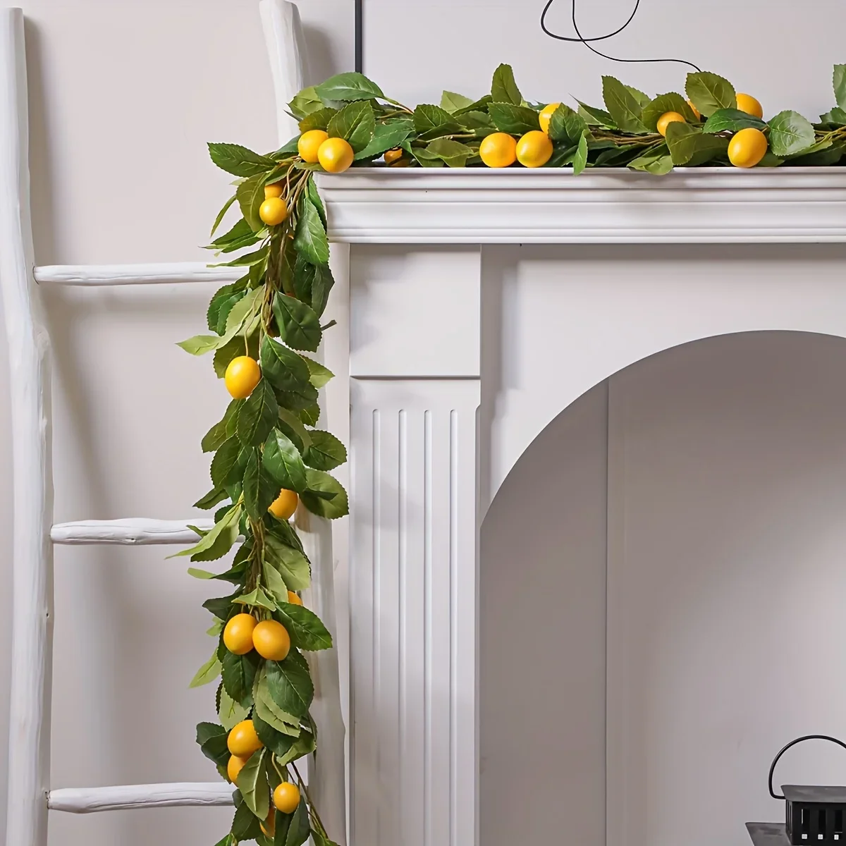 Künstlicher Zitronen-Kranz mit Grünpflanzen für Haus, Tür, Wand, Hochzeit, Feiertage, Party, Esstischdekoration – Detail 2