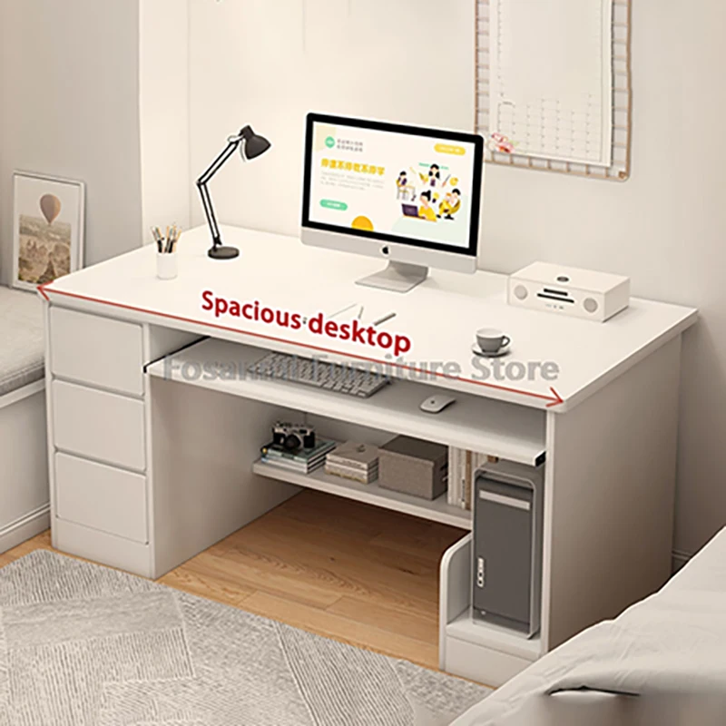 Gamer Room Gaming Computer Table with Storage Drawers White Large Workspace Study Work Desks Multi-Functional Home Office Desk
