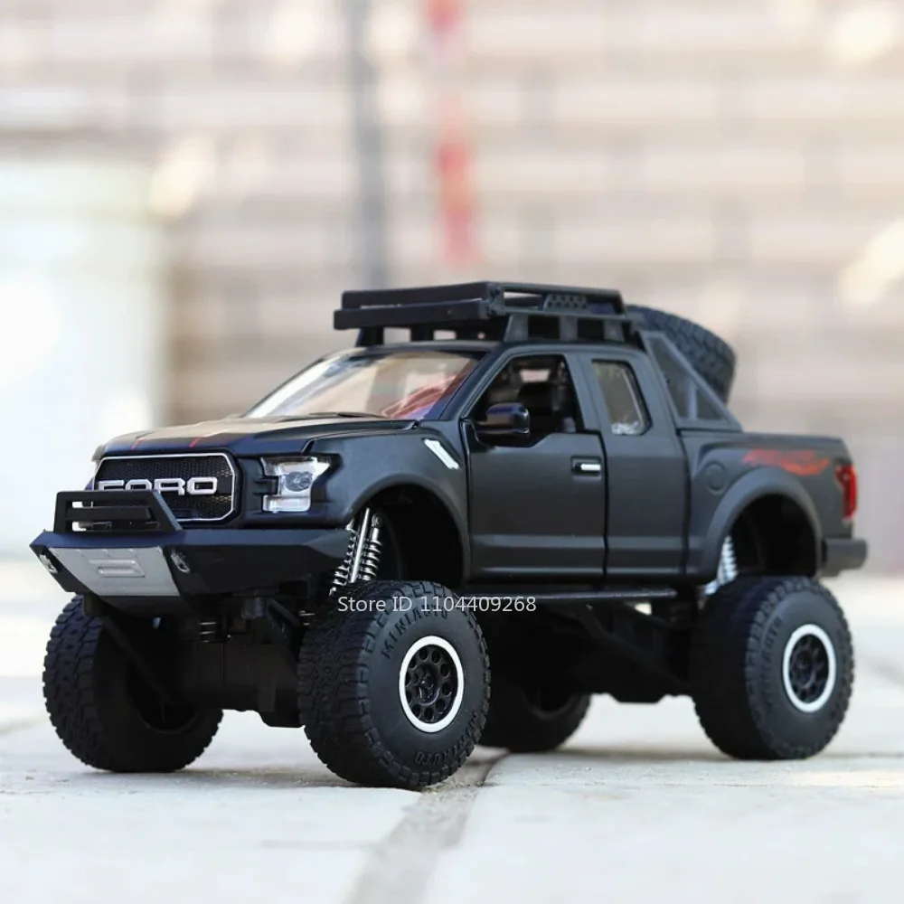 1:32 Scale Raptor F-150 BigFoot Pickup Car Model Toy Pull Back Sound&Light Off Road Truck Models Collection Gifts For Kids