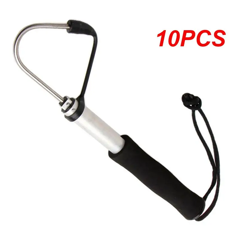 10PCS Stainless Steel Flexible Fishing Gaff Grip Holder Hook Shape Fishing Spear Crank Sea Fishing Gripper Control Tackle tool 8