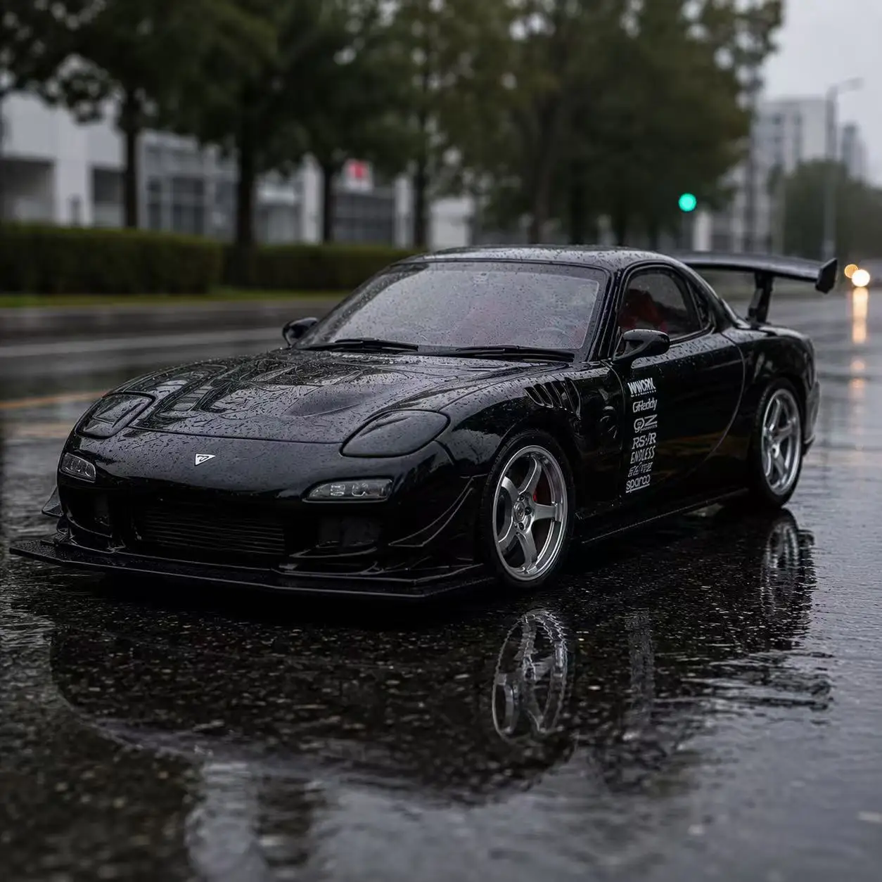 

1:32 Mazda RX7 Diecast Alloy Car Model, Pull Back with Light & Sound, Retro Sports Car Desktop Ornament for Car Fans Collection