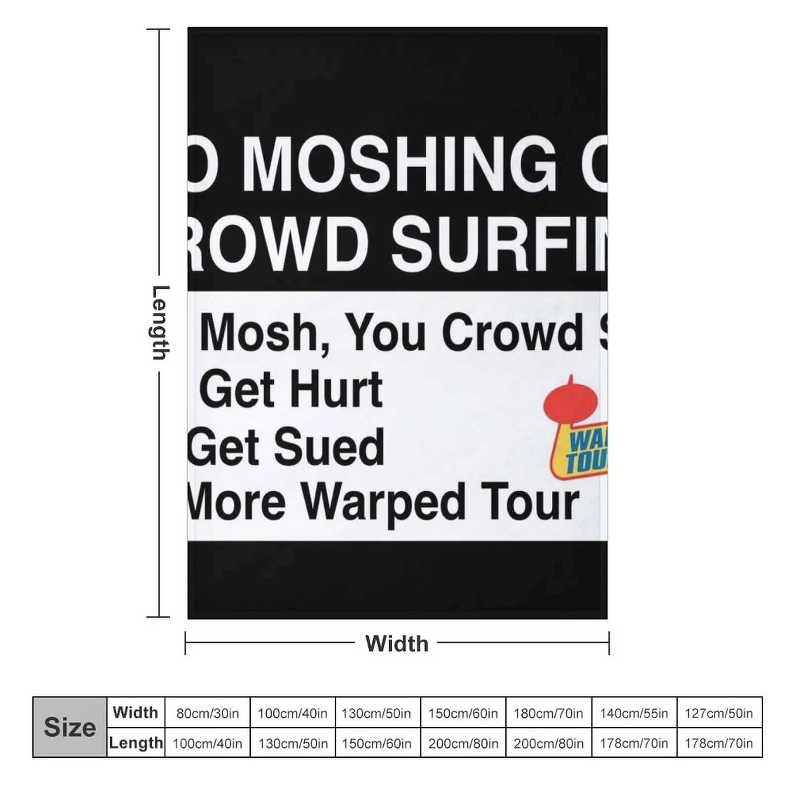 WARPED TOUR NO MOSHING SIGN Throw Blanket Loose Luxury Designer Blankets