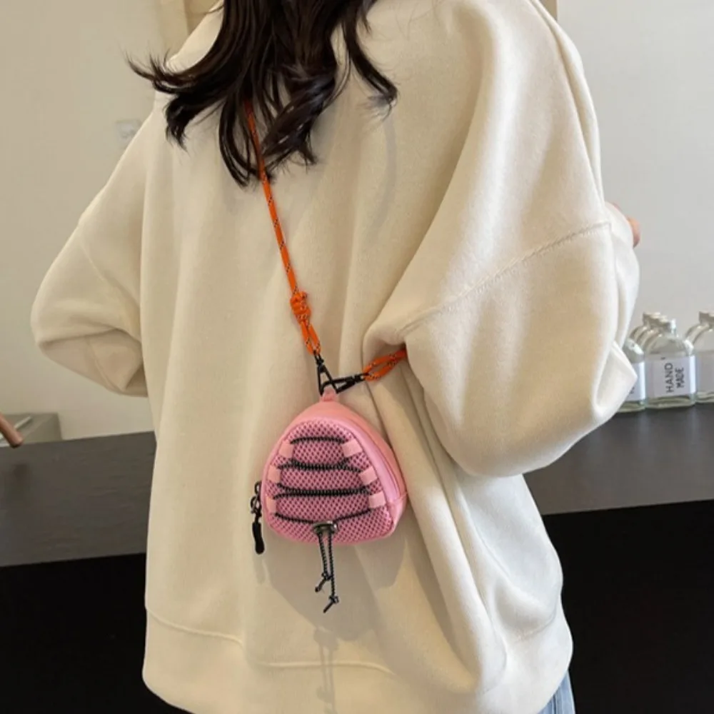 Color Contrast Cute Mini Wallet Casual Portable Lightweight Storage Bag Key Earphone Accessory Tiny Nylon Crossbody Bags Kids