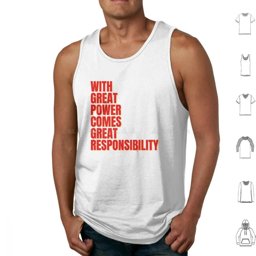 With Great Power Comes Great Responsibility. Tank Tops Print Cotton With Great Power Comes Great Responsibility Power