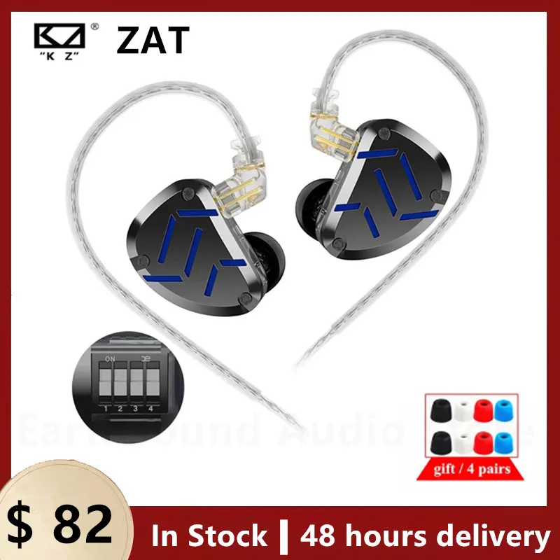 

KZ ZAT HiFi Earphone High-end Tunable In-Ear balanced armature Earphones Monitor Headphone Cancelling Sport Earbuds