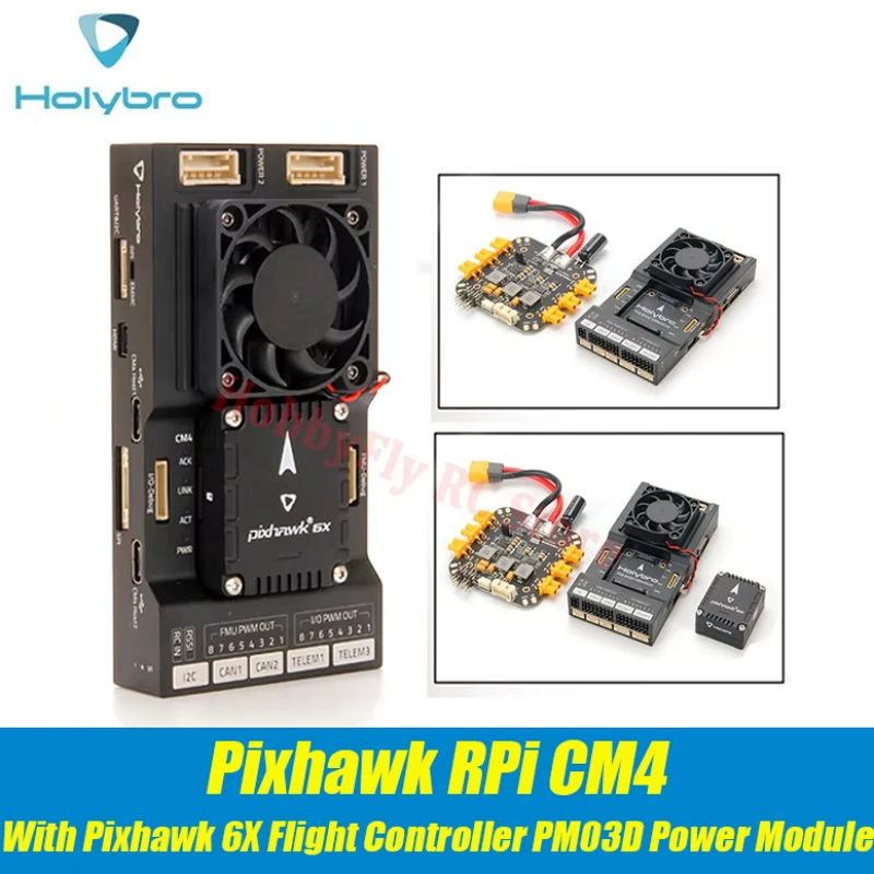 

Базовая плата HolyBro Pixhawk RPi CM4 с модулем контроллера полета Pixhawk 6X PM03D Модуль питания для автопилота RC Самолет Дрон