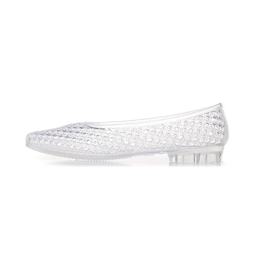 Französische Vintage Geflochtene Jelly-Sandalen für Damen, Spitze Transparente PVC-Ballerinas, Atmungsaktive Runde Zehenpartie, Lässige Alltagsschuhe – Detail 12